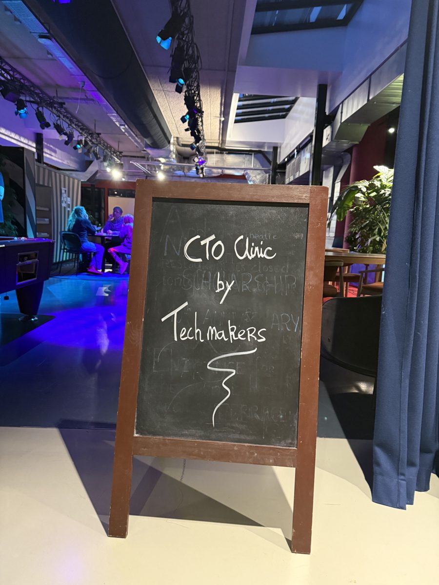 CTO Clinic by Tech Makers signboard at the venue